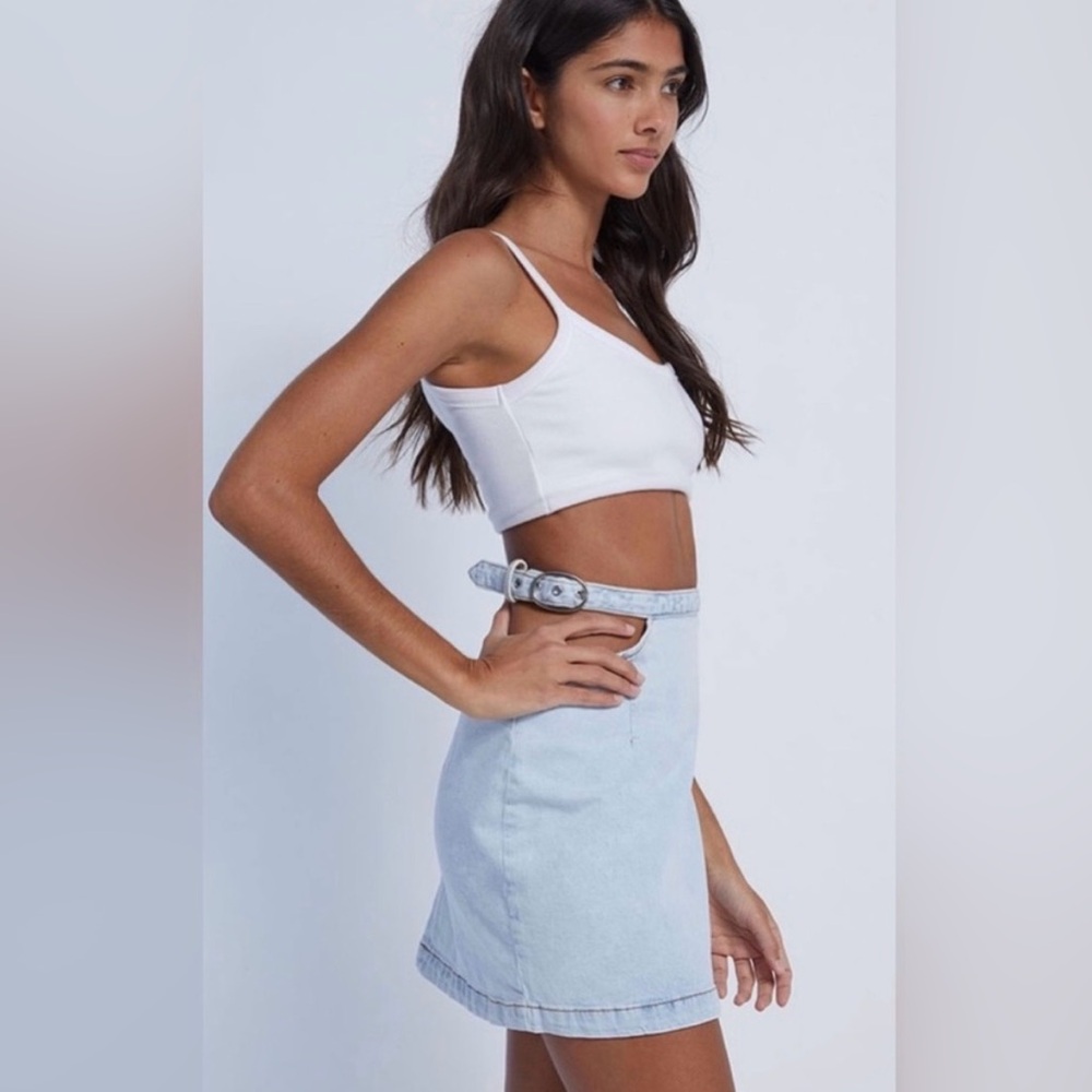 WeWoreWhat Denim Mini Skirt NWT Revolve Mini Jean Skirt with Cut-Out